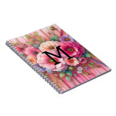 Blume aus rosa Holz mit Monogramm Notizblock (Rechte Seite)