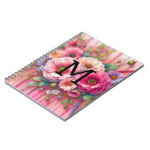 Blume aus rosa Holz mit Monogramm Notizblock (Linke Seite)