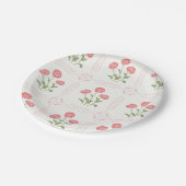 Blume aus Rosa, Korallen und grünem Mohn Pappteller (Schrägansicht)