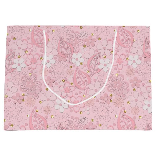 Blume aus rosa Papier Große Geschenktüte (Vorderseite)