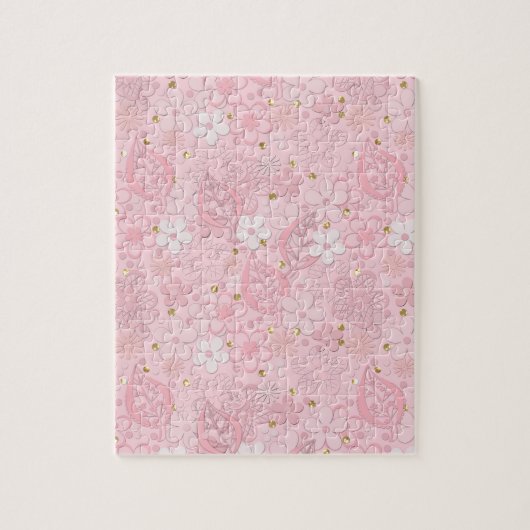 Blume aus rosa Papier Puzzle (Vertikal)