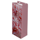 Blume aus rosa Samt Geschenktüte Für Weinflaschen (Vorderseite Schrägansicht)