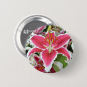 Blume aus rosa Sterngazer Button (Vorne & Hinten)