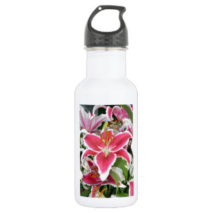 Blume aus rosa Sterngazer Edelstahlflasche