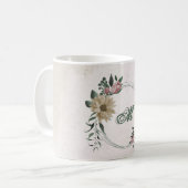 Blume aus Rosa und Champagner Kaffeetasse (Vorderseite Links)