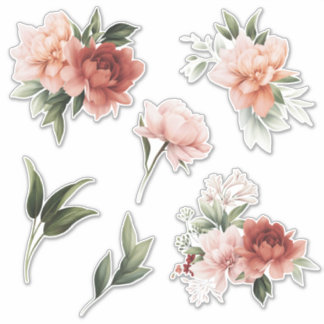 Blume aus rosa und cremefarbenen Vinyl-Aufklebern Aufkleber