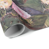 Blume aus rosa und gelben Kakteen Geschenkpapier (Rolleneckpunkt)