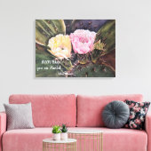 Blume aus rosa und gelben Kakteen in Aquarellfarbe Leinwanddruck (Insitu (Wohnzimmer))