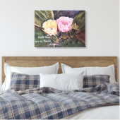 Blume aus rosa und gelben Kakteen in Aquarellfarbe Leinwanddruck (Insitu (Schlafzimmer))