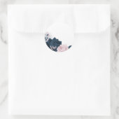 Blume aus Rosa und Marine Runder Aufkleber (Tasche)