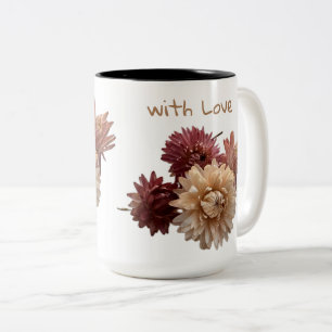 Blume aus rosa und mauvem Stroh mit Liebe weiß Zweifarbige Tasse