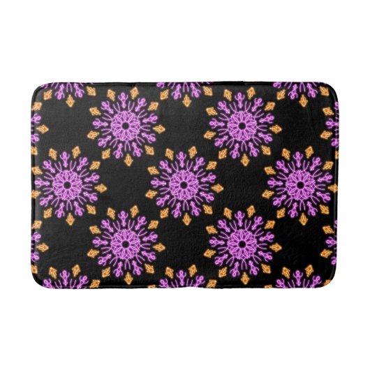 Blume aus rosa und orangefarbenem Neon Badematte (Vorderseite)