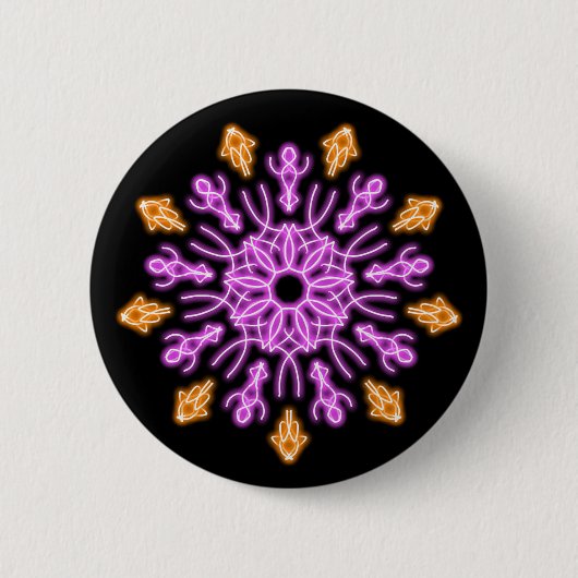 Blume aus rosa und orangefarbenem Neon Button (Vorderseite)