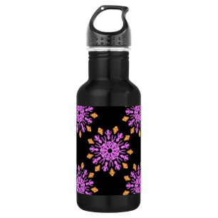 Blume aus rosa und orangefarbenem Neon Edelstahlflasche