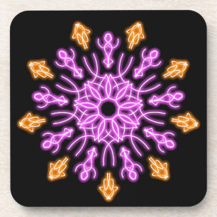 Blume aus rosa und orangefarbenem Neon Getränkeuntersetzer