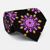 Blume aus rosa und orangefarbenem Neon Krawatte (Gerollt)