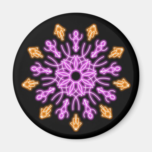 Blume aus rosa und orangefarbenem Neon Magnet (Vorne)