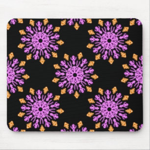 Blume aus rosa und orangefarbenem Neon Mousepad