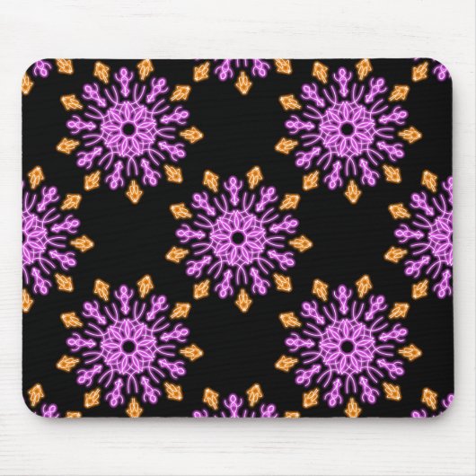Blume aus rosa und orangefarbenem Neon Mousepad (Vorne)