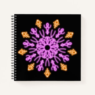 Blume aus rosa und orangefarbenem Neon Notizblock