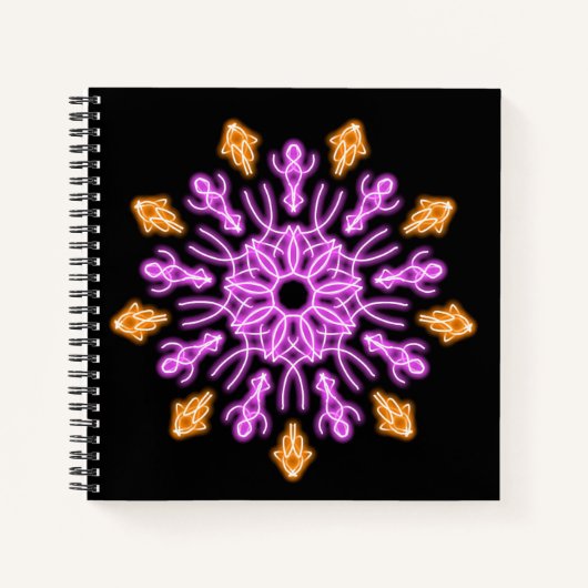 Blume aus rosa und orangefarbenem Neon Notizblock (Vorderseite)