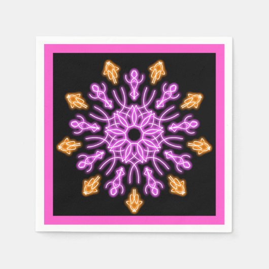 Blume aus rosa und orangefarbenem Neon Serviette (Vorderseite)