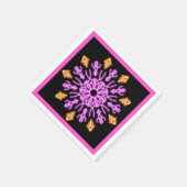 Blume aus rosa und orangefarbenem Neon Serviette (Ecke)