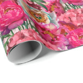 Blume aus Rosa und Weiß, Peony und Hydrangea Geschenkpapier (Rolleneckpunkt)