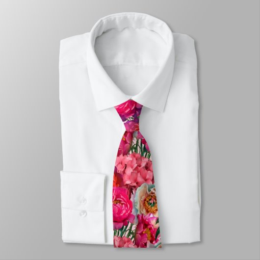 Blume aus Rosa und Weiß, Peony und Hydrangea Krawatte (Gebunden)