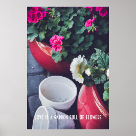 Blume aus rosa und weißem Gärengarten Poster