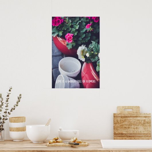 Blume aus rosa und weißem Gärengarten Poster (Küche)