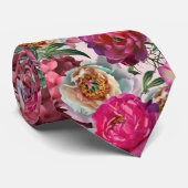 Blume aus Rot-Rosa-Peonys und Hydrangea Krawatte (Gerollt)