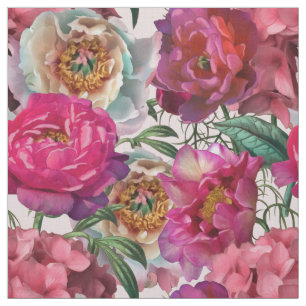 Blume aus Rot-Rosa-Peonys und Hydrangea Stoff