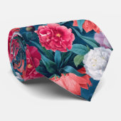 Blume aus Rot, Rosa und Weiß Krawatte (Gerollt)