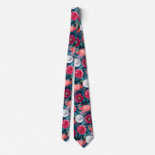 Blume aus Rot, Rosa und Weiß Krawatte (Rückseite)