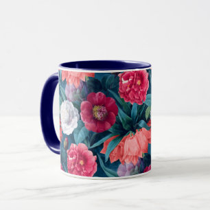 Blume aus Rot, Rosa und Weiß Tasse