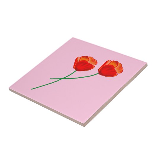 Blume aus rotem Mohn Fliese (Seite)