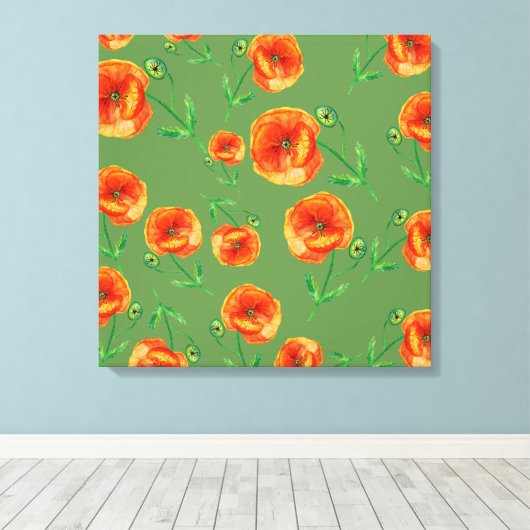 Blume aus rotem Mohn, gesteppte Leinwand (Insitu (Holzboden))