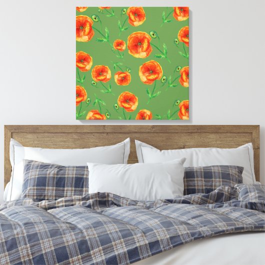 Blume aus rotem Mohn, gesteppte Leinwand (Insitu (Schlafzimmer))