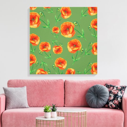 Blume aus rotem Mohn, gesteppte Leinwand (Insitu (Wohnzimmer))