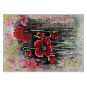 Blume aus rotem Mohn in Aquarelltafel Schneidebrett (Vorderseite)