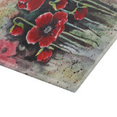 Blume aus rotem Mohn in Aquarelltafel Schneidebrett (Ecke)