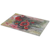 Blume aus rotem Mohn in Aquarelltafel Schneidebrett (Ecke)