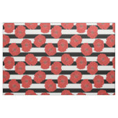 Blume aus rotem Mohn mit schwarzen und weißen Stre Stoff (Fat Quarter (45,7 x 55,9 cm))
