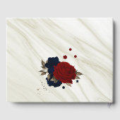 Blume aus rotem und mariniertem grauem botanischem gästebuch (Rückseite)