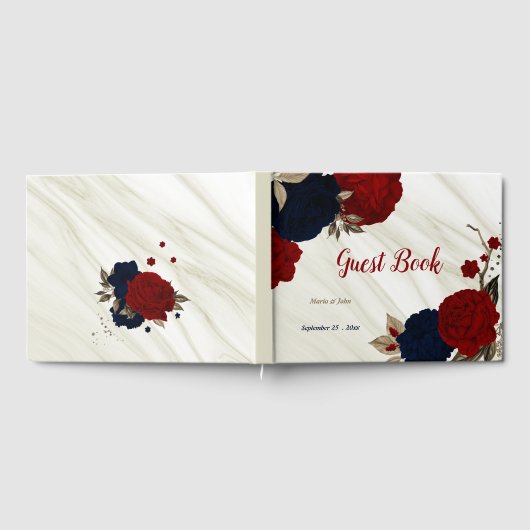 Blume aus rotem und mariniertem grauem botanischem gästebuch (Voll)