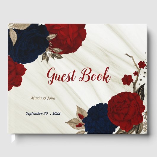 Blume aus rotem und mariniertem grauem botanischem gästebuch (Vorderseite)