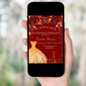 Blume aus Rotgoldkleid aus Quinceanera Einladung