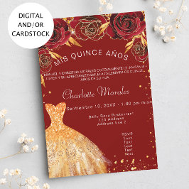 Blume aus Rotgoldkleid aus Quinceanera Einladung