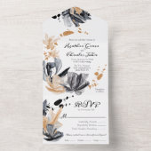 Blume aus Schwarz und Gold All In One Einladung (Innen Boden)